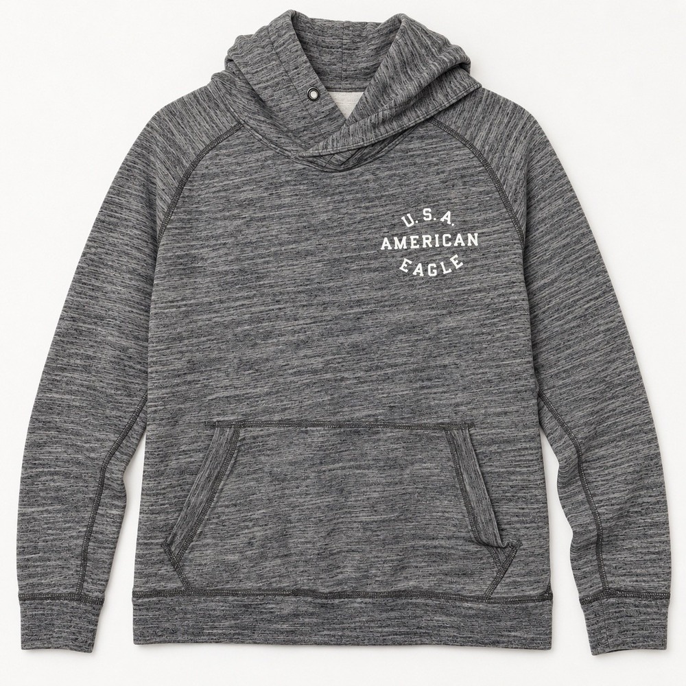 American Eagle Outfitters Hoodie Small Gray Marled Pullover Sweatshirt 2016